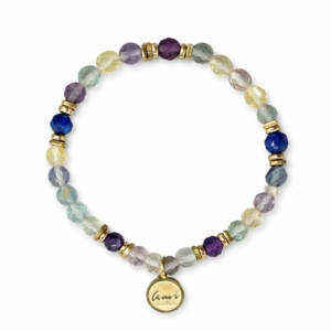 Dziecięca bransoletka z fluorytu, ametystu i hematytu