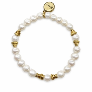 Dziecięca bransoletka z pereł i złotego hematytu
