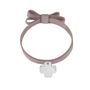 Bransoletka na wstążce z tytanowaną koniczynką 1.5 cm